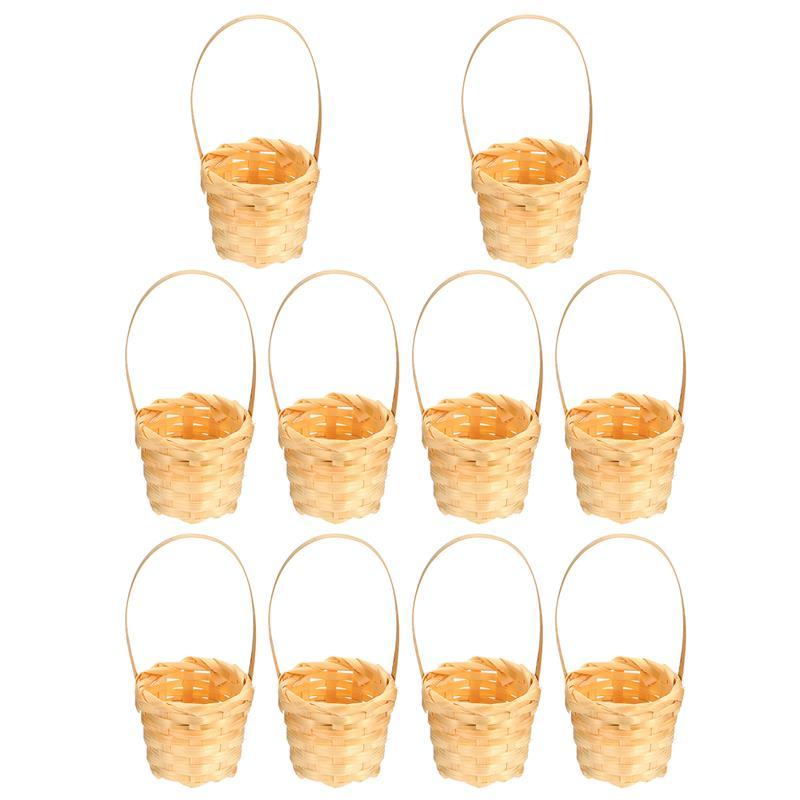 10Pcs Mini Wicker Baskets Bamboo Woven Storage Basket Gift Container for Wedding Party Table Decor Craft DIY Projects