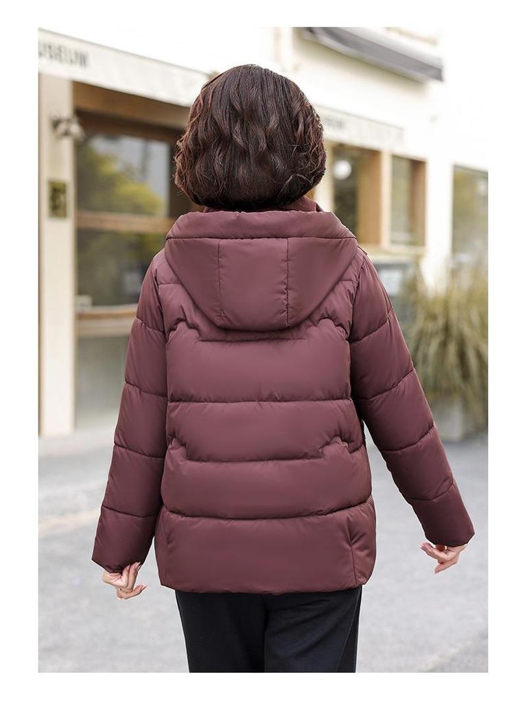 Women's Short Winter Coat - Warm, Thick Cotton for Middle-aged & Elderly (60-70 years)