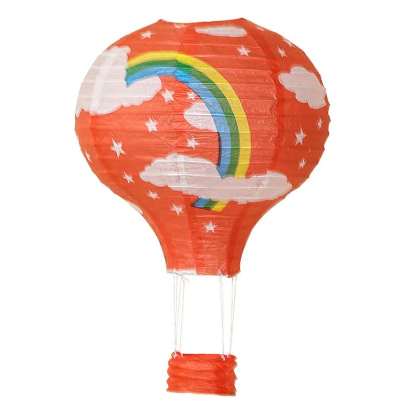12" 30cm Rainbow Hot Air Balloon Paper Lanterns Ball Lampion Hanging White Wedding Decoration Lampshade Christmas Party Decor