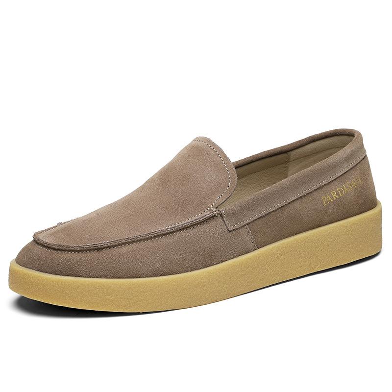 Лоферы мужские из натуральной кожи ретро однопедальные осенние универсальные повседневные кожаные туфли дышащие трендовые ленивые туфли низкие кеды 44