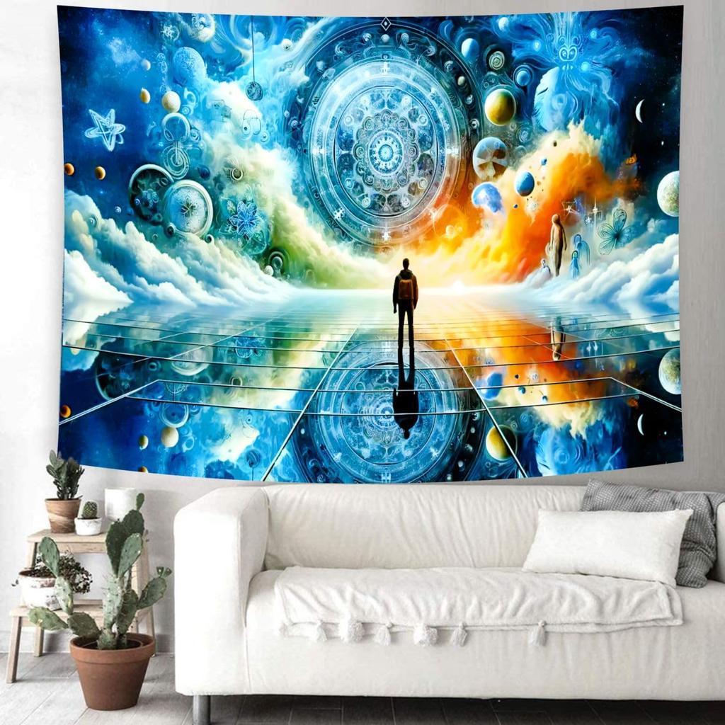 Delur Time Travel Tapestry Galaxy Meditation Universe Starry Sky Wall Hanging Tapestry Milky Way Outer Space Abstract Psychedeli