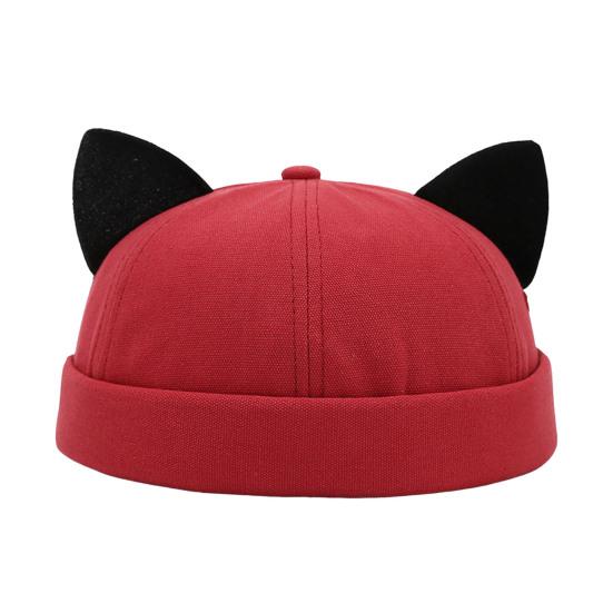 Adjustable Streetwear Cap Brimless Cat Ear Hat, Cute Docker Cap, Skullcap, Stylish Size Street Hat Sailor for Women Men Casual Wear Durable