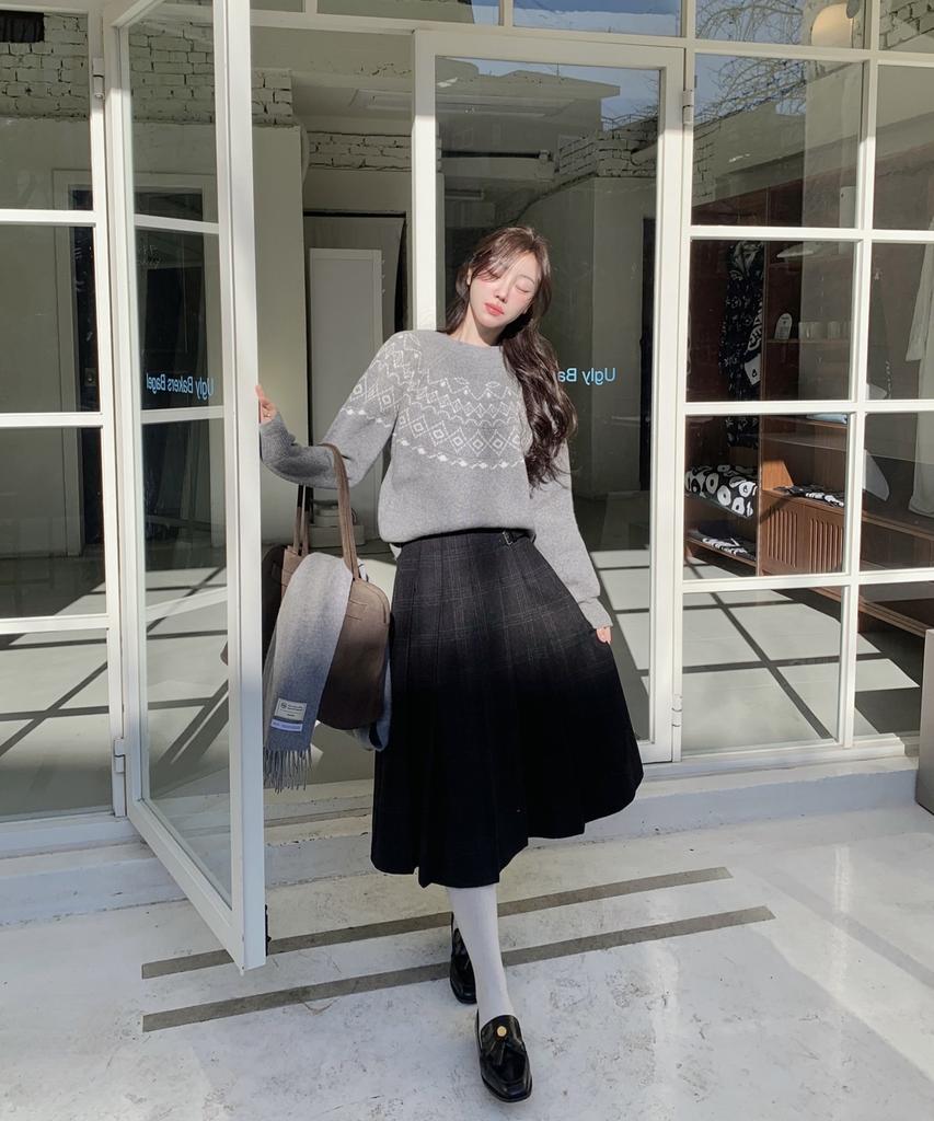 AHWE Wool Jacquard Round Knit_Gray