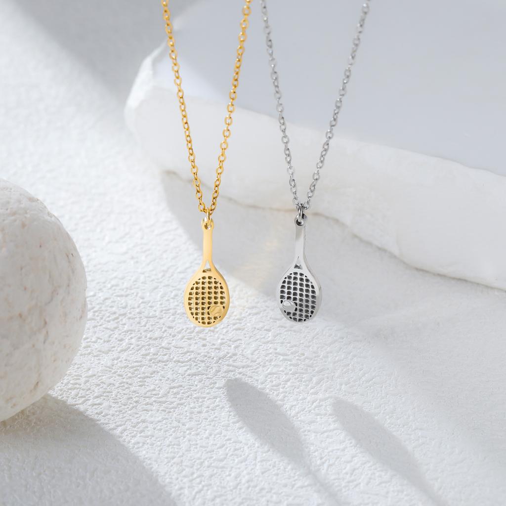 Cazador Tennis Racket Pendant Women's Necklaces 2026 Stainless Steel Sport Trendy Jewelry Gold Color Necklaces Valentine Gift