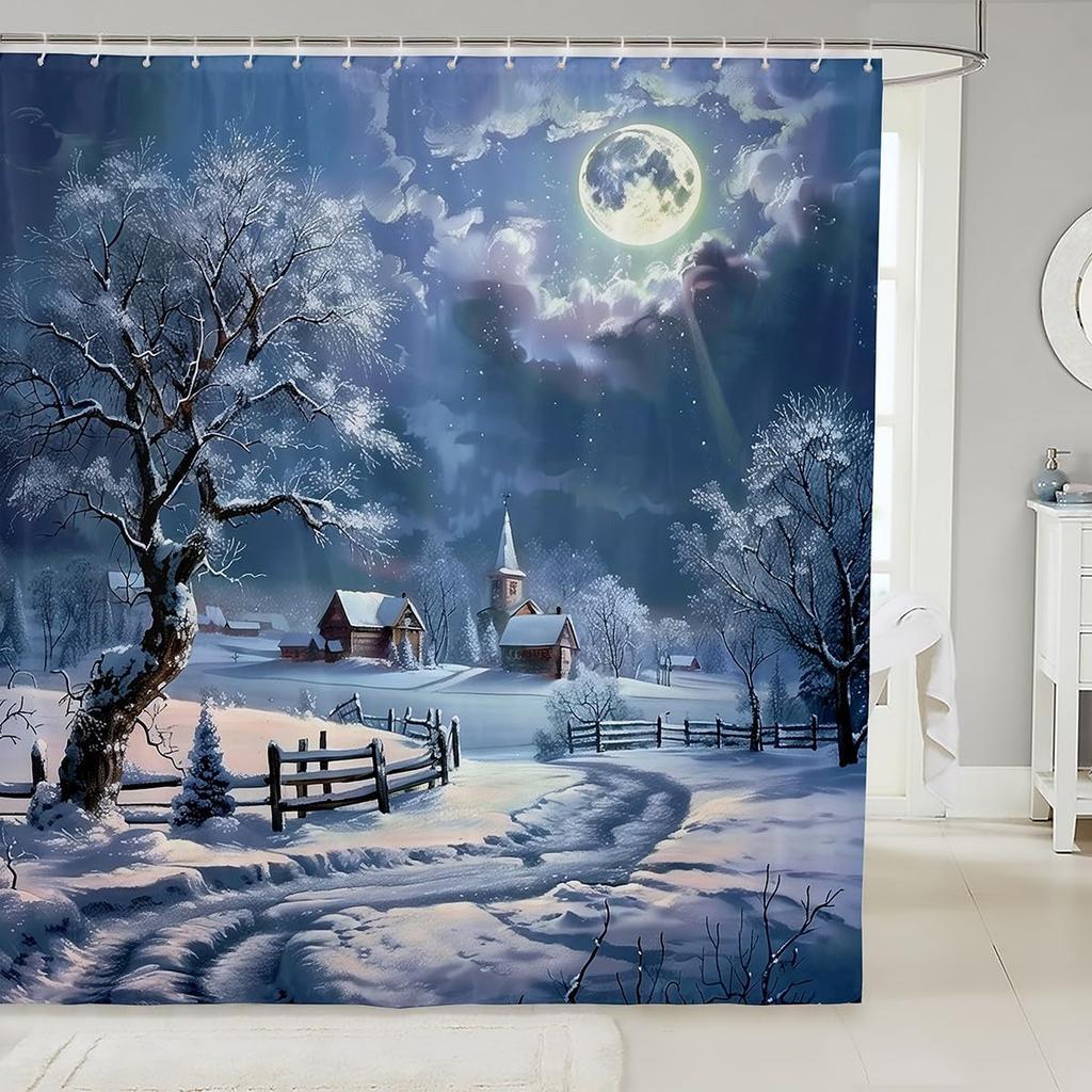 Zen Stones Bath Curtain with Hooks,White Vase Blue Flowers Aesthetic Waterproof Shower Curtain,Japanese Floral Simple Bathroom