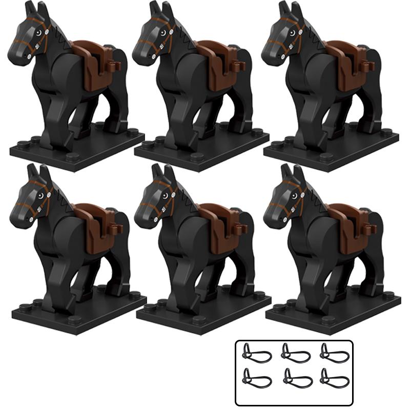 Medieval Military Building Blocks Cavalry Army Horse Animal Elephant Camel Wolf Crocodile Brick Toy Accessories S003