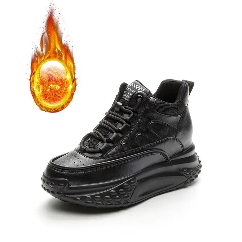 Moda 2025 Nuove Sneakers da Donna con Plateau 7cm Primavera e Autunno Traspiranti Scarpe Vulcanizzate Femminili con Lacci Scarpe da Passeggio con Suola Spessa