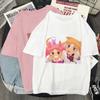 Camiseta con estampado Kawaii de Anime japonés para mujer, remera Harajuku de estética blanca y rosa, camiseta para mujer 2022
