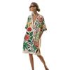 2026 summer European and American new loose printing V-neck women's casual vacation dress