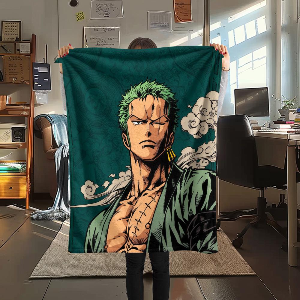 One Piece Roronoa Zoro Flannel Blanket, High Quality Comfortable for All Seasons, Home Decor, Warmth and Comfort