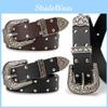 Ceinture Vintage Y2k en Similicuir avec Boucle en Alliage et Clous Décoratifs pour Jeans et Tenues