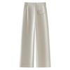Women's Beige Wide-Leg Suit Pants - Spring 2025 Petite Casual Slimming Nine-Point Trousers