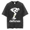Washed Vintage Rock Band Deftones Cat Graphic Tshirts Men Alternative Heavy Metal Short Sleeve T Shirts Male Retro Streetwear