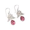 Natural Pink Tourmaline Gemstone 925 Stamped Silver Handmade Jewelry Partywear Hook Earrings 1.84" For Wedding CE-23-5