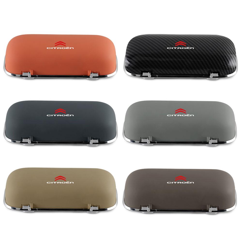 AJFJ2 1pc Car Visor Sunglasses Glasses Holder Clip Box Hub Cap Accessories For Citroen C1 C3 C4 Grand Picasso C4L C5 C6 VTS C-ELYSEE