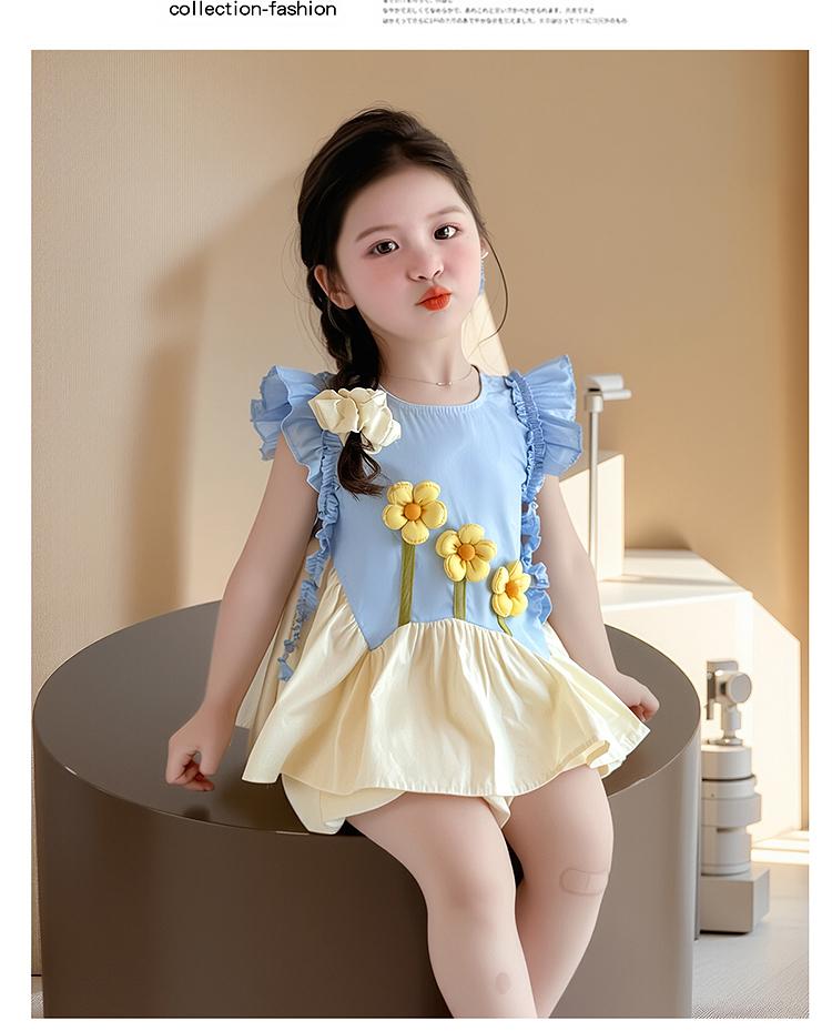 Girls' Summer Dress Set 2026 New Style Children's Summer Fashionable Thin Style Little Girl Baby Shorts Very Beautiful