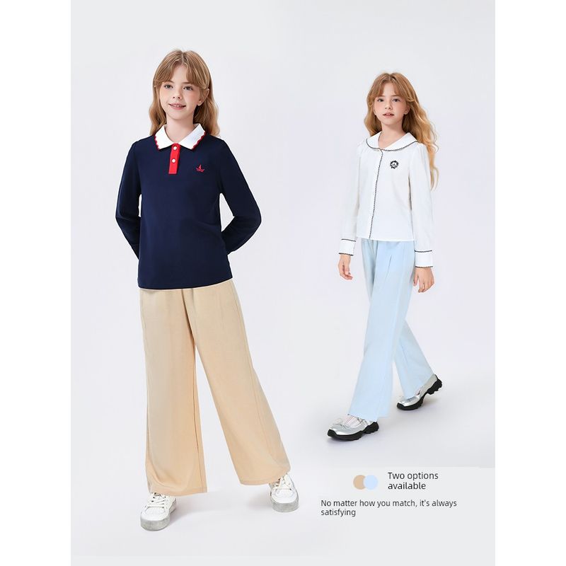 Navigare Italian Small Sailboat Children's Wide-Leg Pants 2026 Spring and Autumn New Girls' Casual Sports Trousers