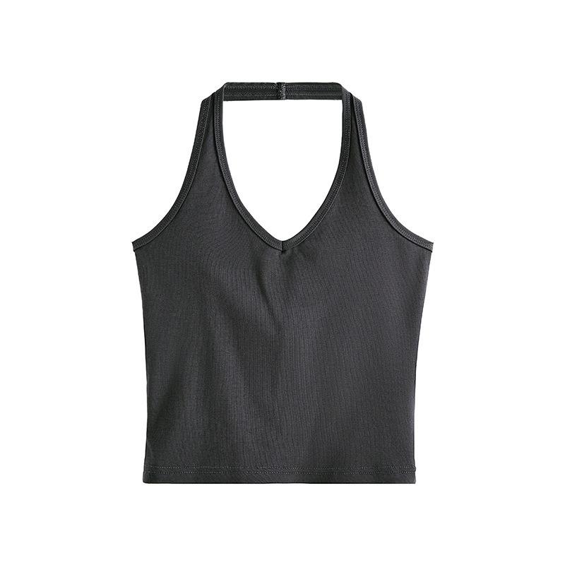 Ladies Combed Cotton Hanging Neck Halter Vest Summer New High-waisted Short Sexy Hot Girl Sleeveless Tops
