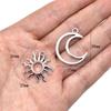 Retro Alloy Antique Silver Filigree Sun & Moon Jewelry Pendants - Necklaces & Earrings