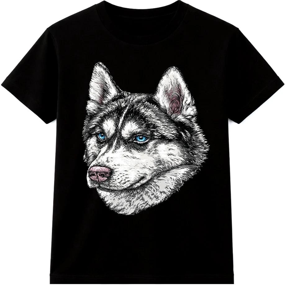 Siberian Husky T Shirt Realistic Husky Face Graphic Tee Blue Eyes Dog Lover Top S