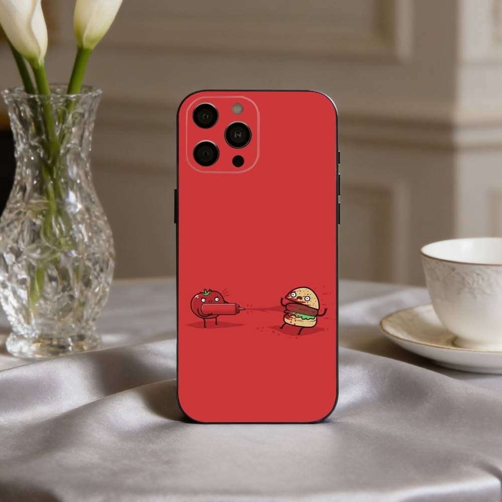 F-Funny Food Fancy art Phone Case For iPhone 17,16,15,14,13,12,11 Plus,Pro Max,XS,Soft Silicone Black Cover