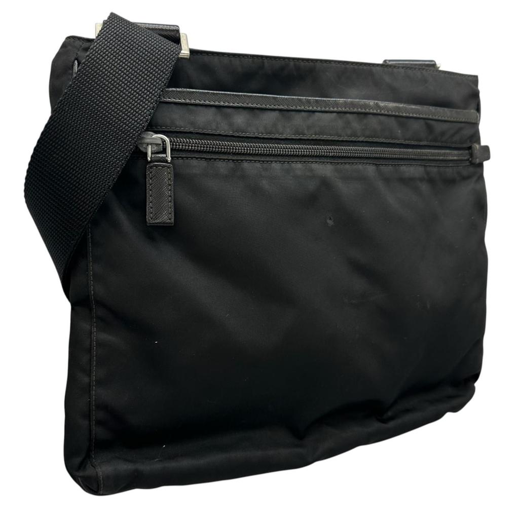 PRADA Triangular logo Shoulder Bag black unisex used