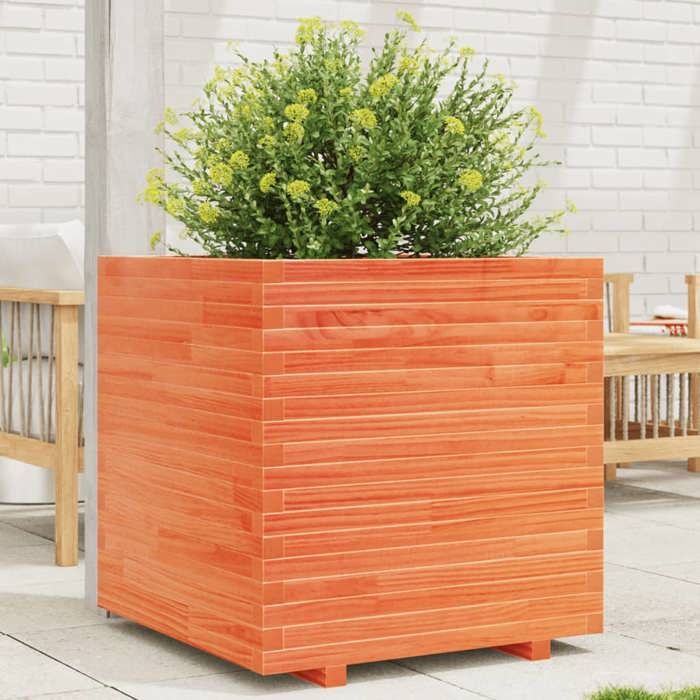VidaXL Planter Wax Brown 70x70x72 Cm Solid Pine Wood, Outdoor Planter, Flower Box, Tomato Planter, 3282621
