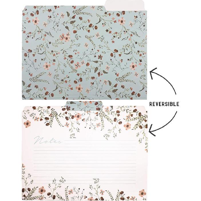 Steel Mill & Co Thick Sturdy File Folders Decorative, Set of 6 File Folders with Tabs and Sticker Labels, Cute Colored File Folders Letter Size with
