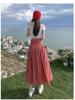 American Trendy Spicy Girl: Versatile Plaid Pleated Long Skirt + Strapless Plaid Umbrella Top