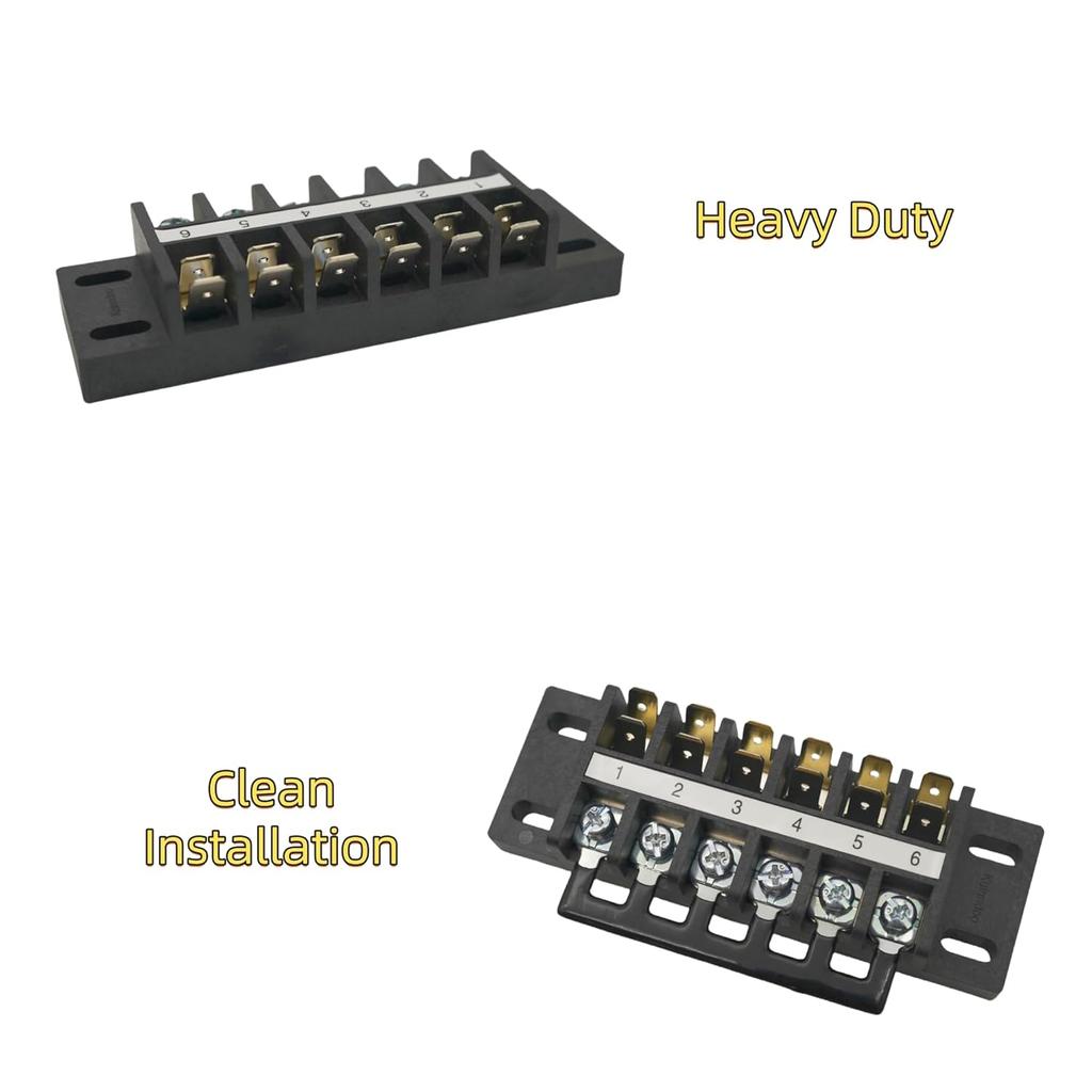 Dual Terminal Blocks – 2 Sets of 2/4/6-Position Strips with Jumpers & Connectors for Enhanced Electrical Wiring and Power Distribution