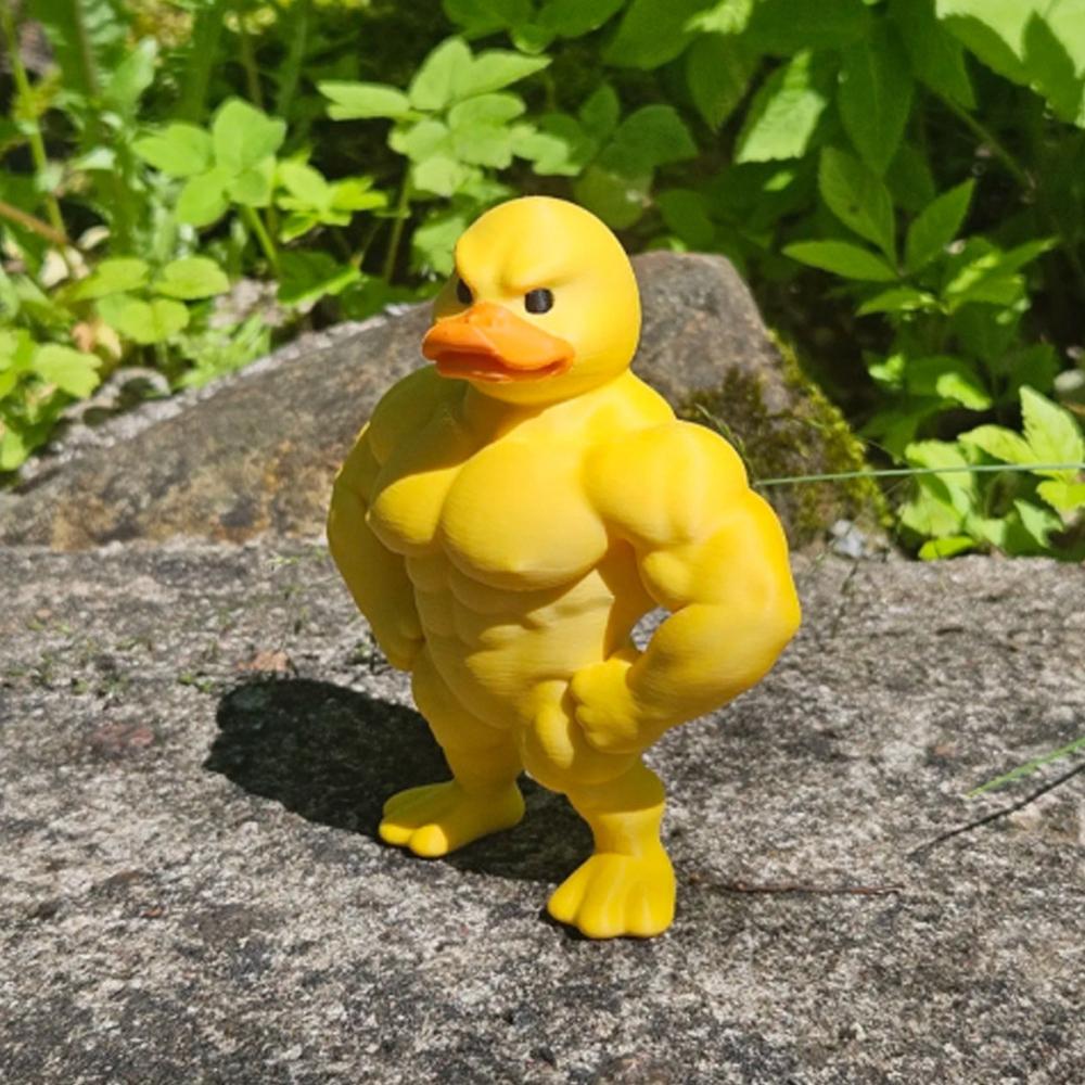 2025 3D Muscle Duck  Creative Bookshelf Whimsical Figurine Crafts Duck Statue Desktop Ornament Christmas  Halloween Gift