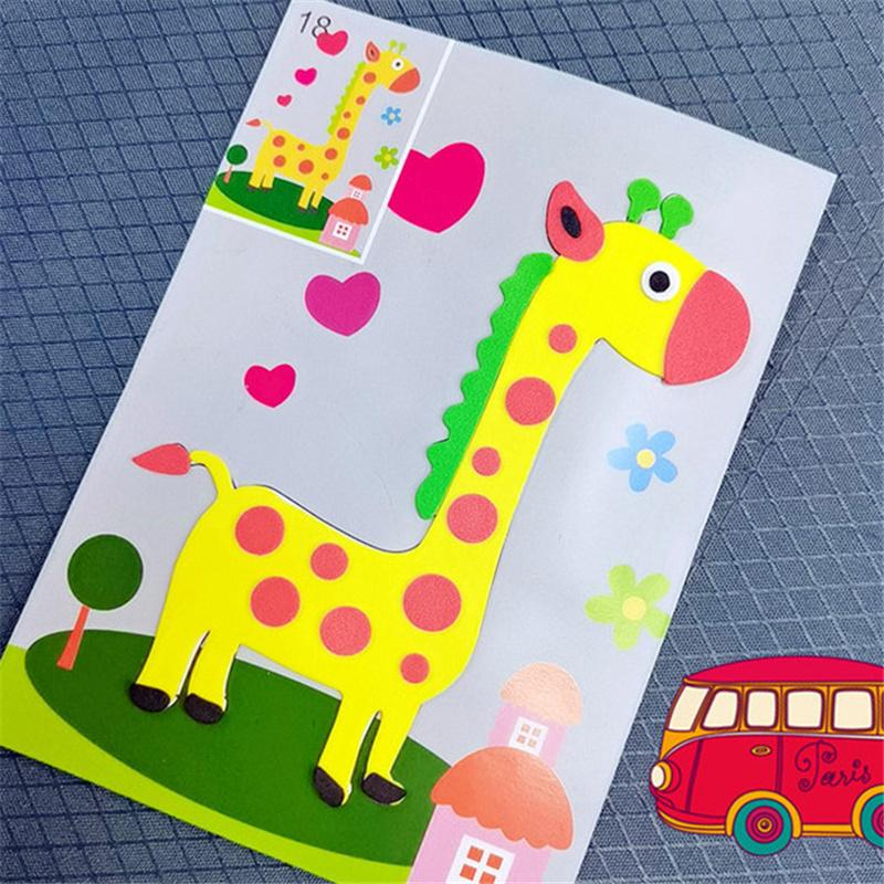 12 stk DIY Creative Cartoon Animal 3D EVA Thickened Sticker Puzzle Håndlaget tidlig læring pedagogiske leker for barn Barnegave