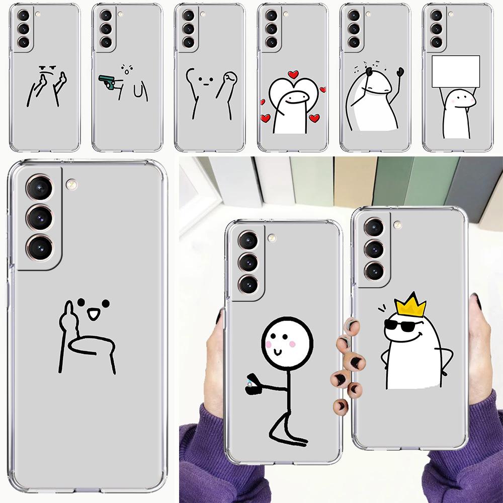 Phone Case For Samsung Galaxy S26 S25 S24 S23 S22 Ultra S20 S21 FE 5G Plus Soft Clear Cover Cute Matchstick Men Couple