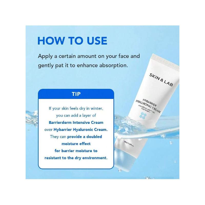 Skin&Lab Hybarrier Hyaluronic Cream 50ml | Daily Facial Cream Moisturizer With Hyaluronic Link | Hydrate And Smooth Skin | Dermatological Tested