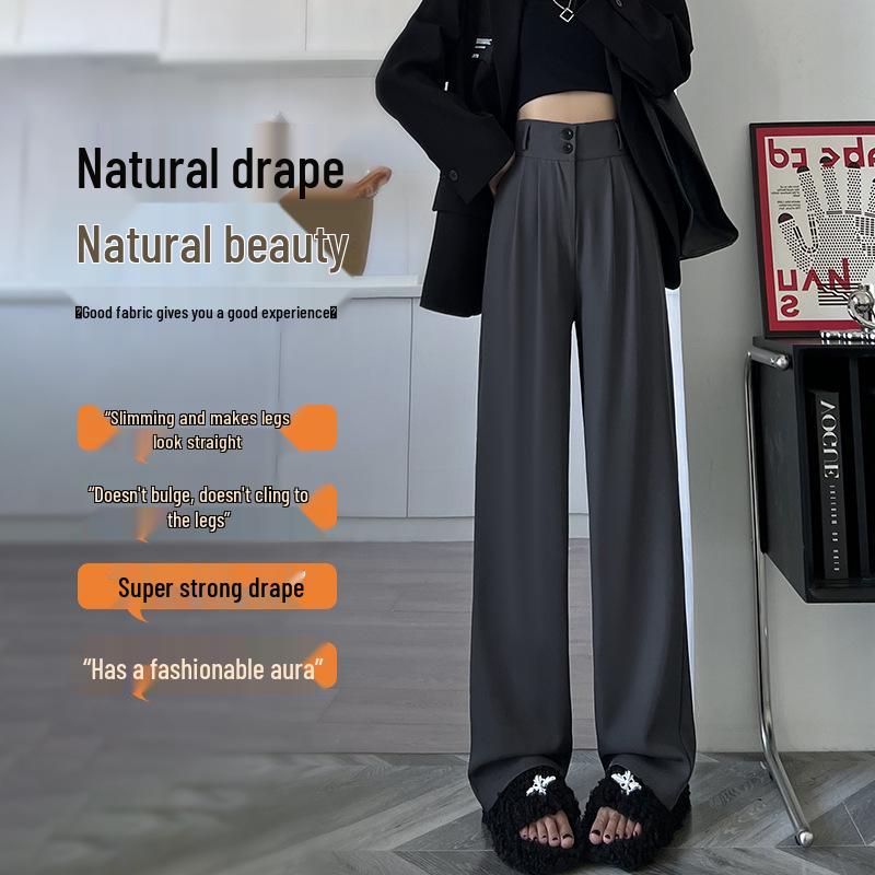 Women's High Waist Drapey Suit Pants, Petite Casual, Narrow & Wide Straight Leg Options, Spring/Autumn 2024.