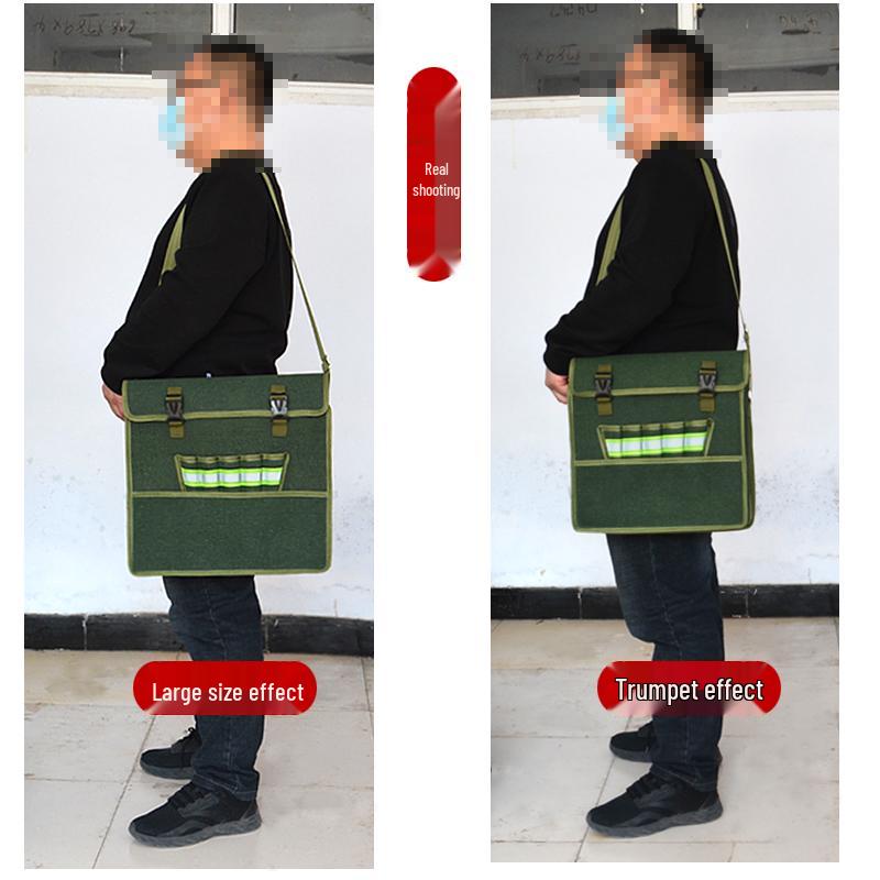 Thickened Canvas Toolkit: Wear-Resistant Carpentry, Tiling & Plumbing Messenger Bag with Multiple Pockets for Electricians.