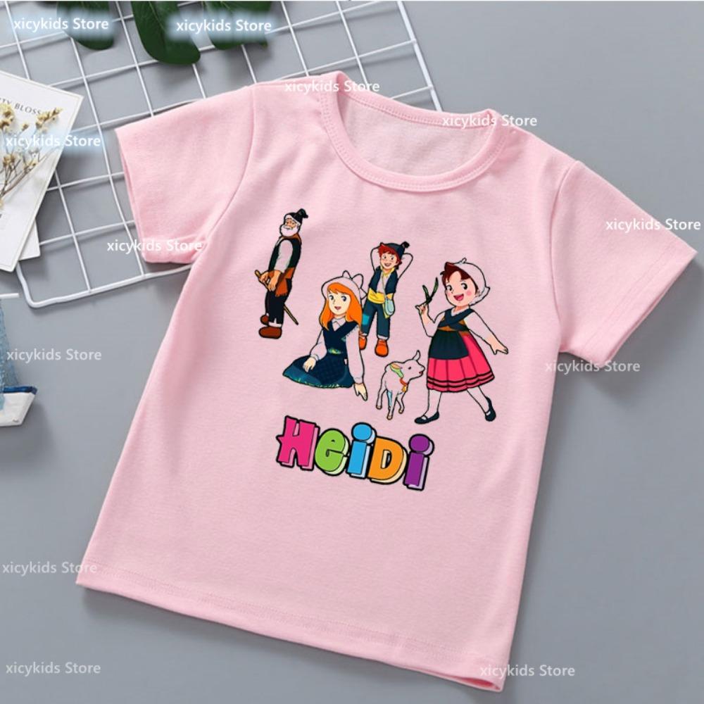 

Kawaii Girls T-Shirt Funny Heidi And Family Cartoon Print Kids Summer Shirt Tops Fashion Girls Clothes Cute Kids Clothes Tshirt 100
