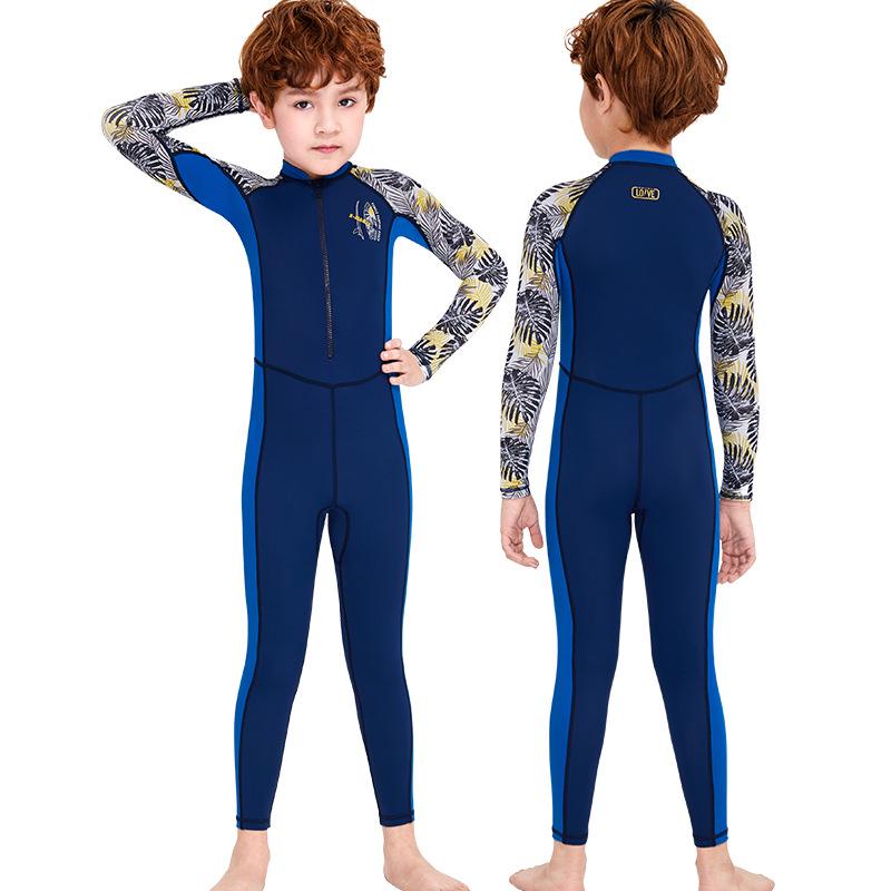 Popular Boys' Long-Sleeve Quick-Dry Sun Protection Swimsuit for Snorkeling
