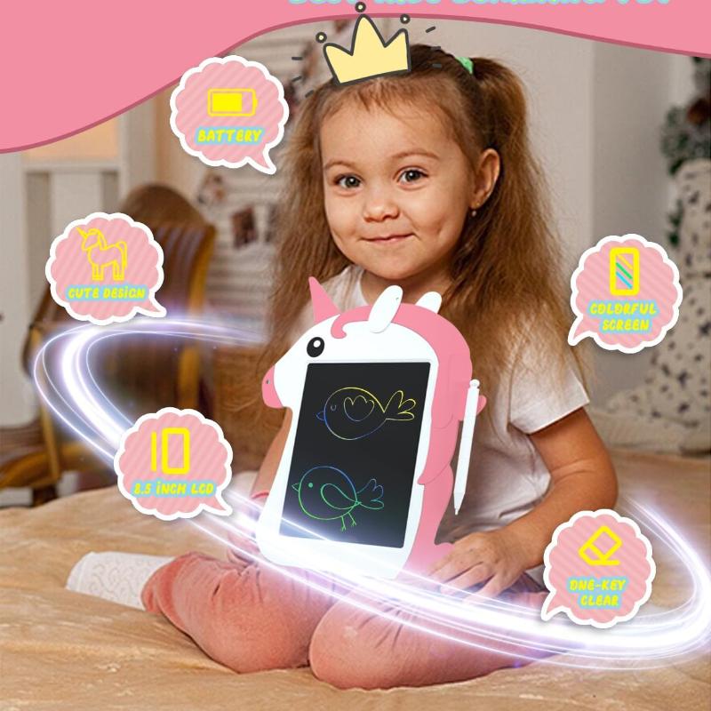 PS·baby 8.5-inch Kids LCD Drawing Board, Unicorn Doodle Drawing Board, Educational Learning Toy, Suitable for 3-7 Years Old, Easter Birthday Gift