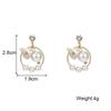 Crystal Shell Flower Imitation Pearl Drop Earrings for Women Geometric Round Personality Jewelry Christmas Girl Friend Gift