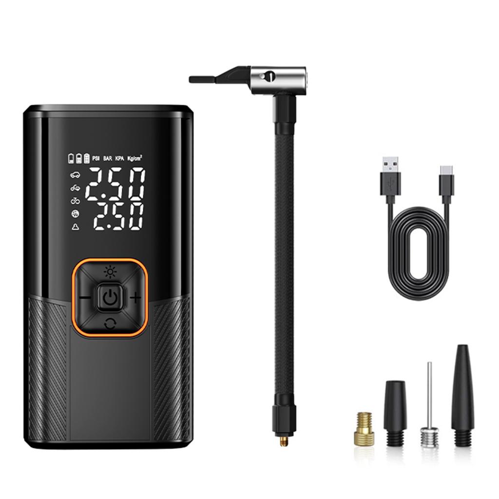 Tragbare kabellose Luftpumpe für Autoreifen-Aufblasgerät mit LED-Licht, Akku mit großer Kapazität, USB-C-Schnellladung, elektrische Pumpe
