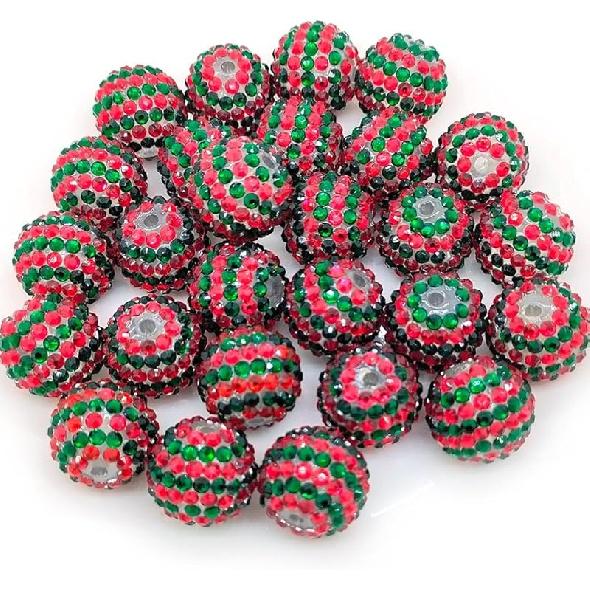 20mm, 16mm, 14mm, 12mm, 10mm Colorful Rhinestone Beads Round Spacer Beads for Jewelry Bracelet Necklace Pen Bag Chain Making Crafts Supplies (16mm