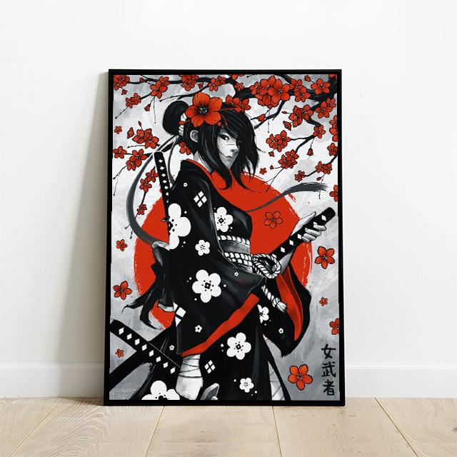 Japanese Ink Wash Painting, Torii, Crane, Samurai Geisha, Koi Carp, Art Canvas Prints, Wall Art, Home Decor Mural