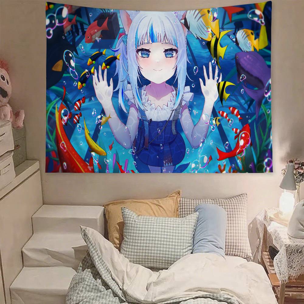 Cute GGawr Gura Tapestry Wall Hanging Tapestry Art Deco Blanket Curtain Hanging At Home Bedroom Living Room Decor