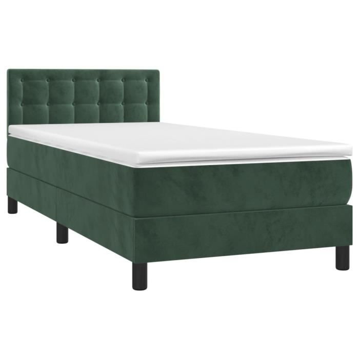VidaXL Divan Bed with Mattress Dark Green 90x200 Cm - Model 3141524