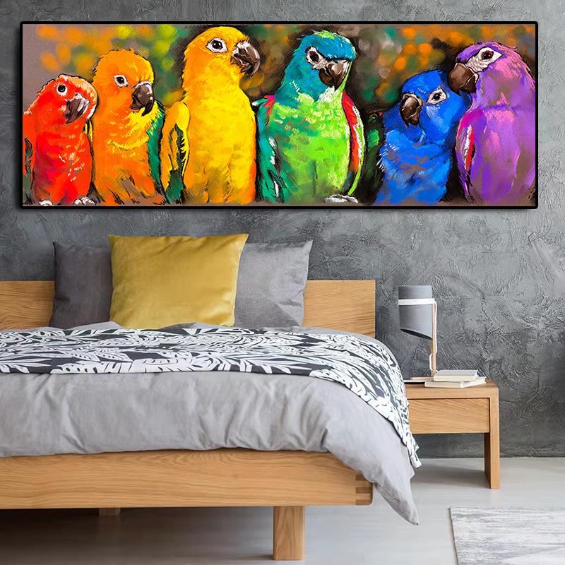 Colorful Parrot Abstract Animal Poster and Prints Wall Art Picture for Living Room Home Decoration Canvas Painting Gifts Cuadros
