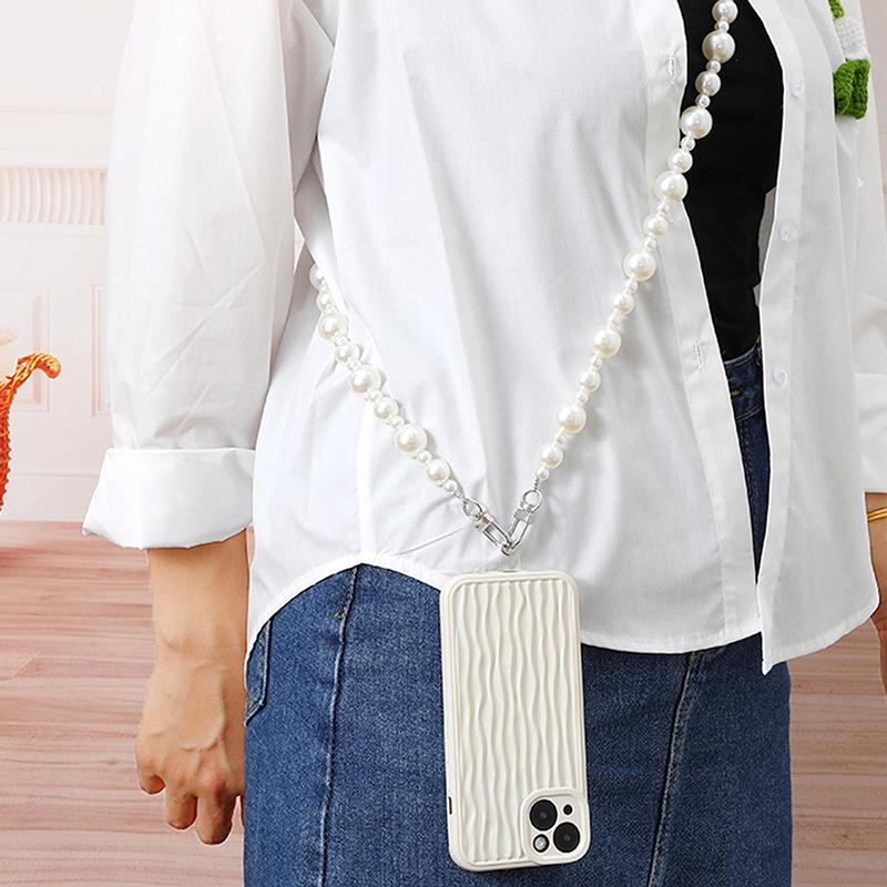 120Cm Bag Chain For Handbag Handles Butterfly Beaded Phone Lanyard Diy Purse Replacement For Shoulder Bag Straps Pearl Belt