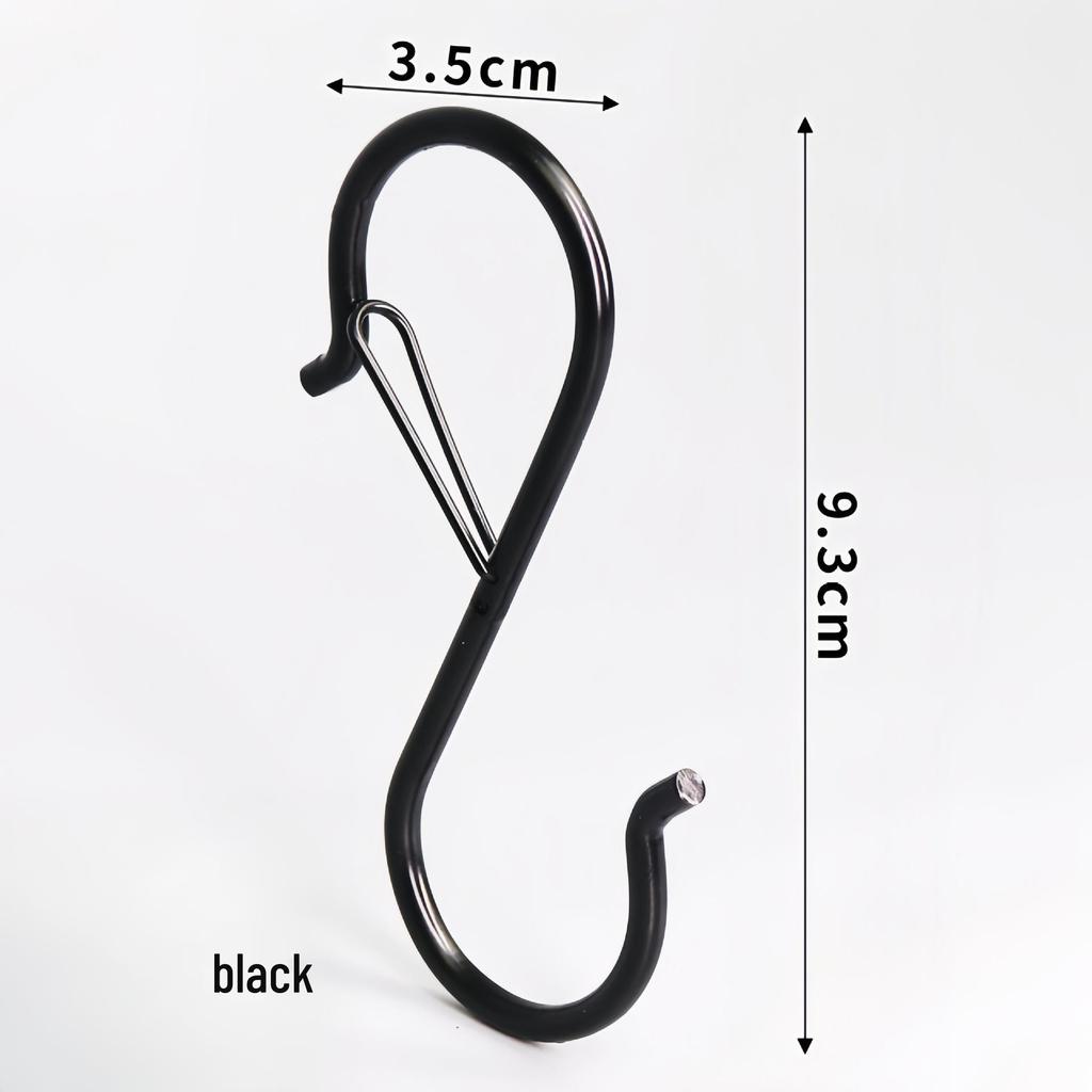 Windproof No-Punch S-Hooks for Bags, Hats & Wardrobes - Anti-Drop, Spring Buckle Storage Solution
