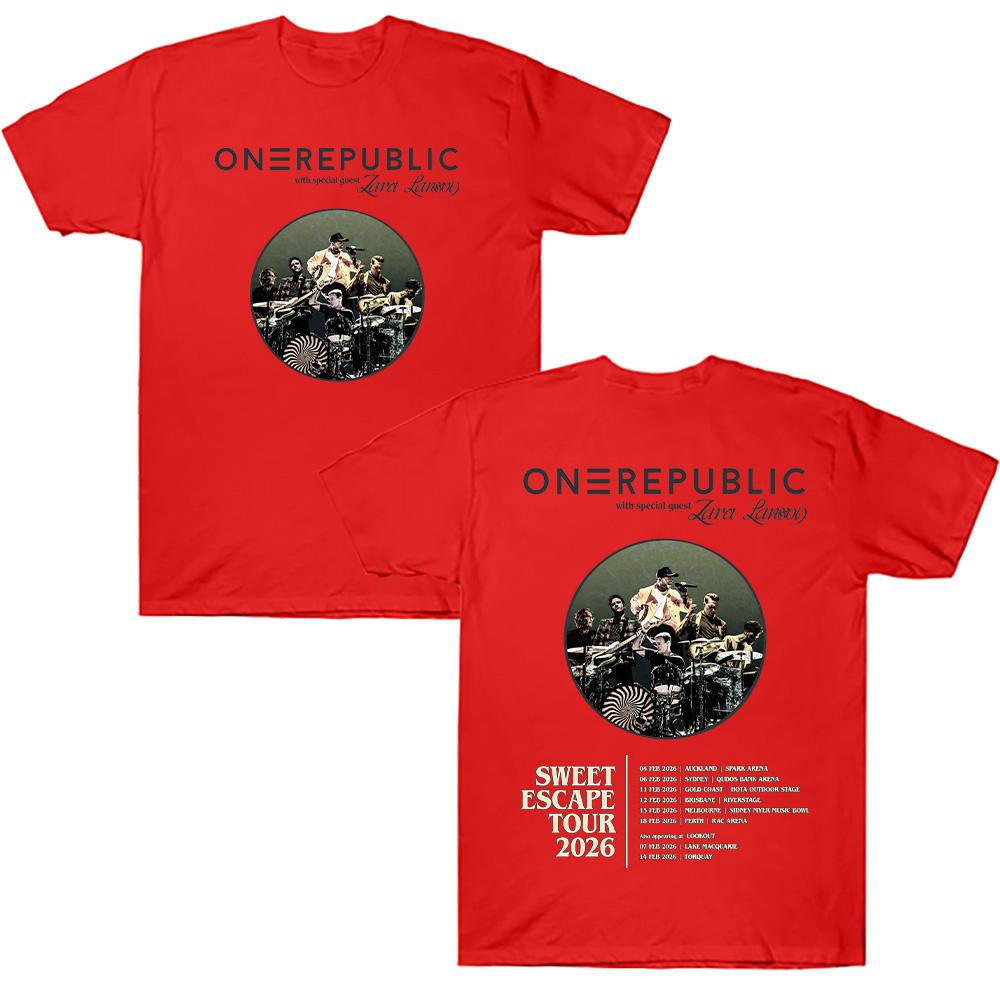 

OneRepublic Sweet Escape Tour 2026 T Shirts Graphic Tees Short Sleeve Round Collar T-Shirt Pure Cotton Women Men Clothes Y2K L червоний