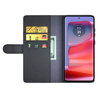 For Motorola Edge 50 Pro 5G Case Genuine Split Leather Phone Cover with Wallet Stand